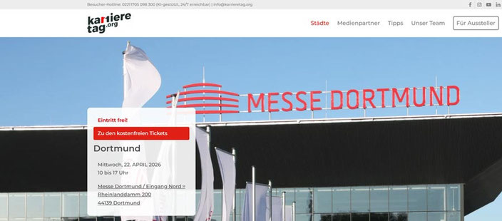 Datum, Zeit und Ort für den Karrieretag in Dortmund am 22.4.2026