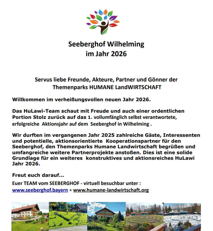 Neujahrsgruss Themenparks HUMANE LandWIRTSCHAFT