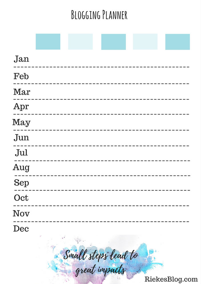 Blogging Planner Monatsübersicht