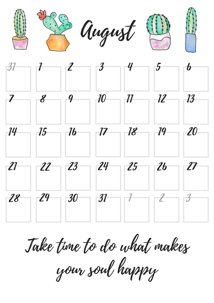 August Monatsplan