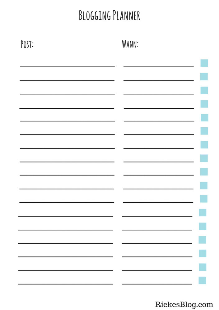 Blogging Planner Postübersicht