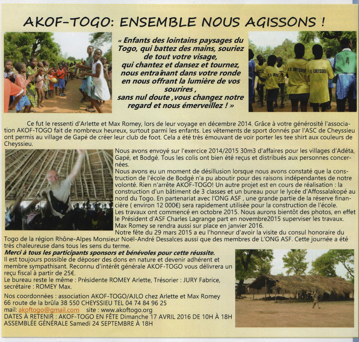 Article paru dans le bulletin municipal de Cheyssieu