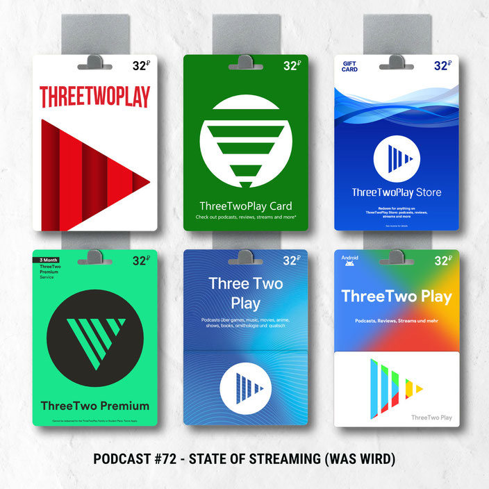 Cover zur 72. Folge des ThreeTwoPlay Podcast zum Thema Streaming-Dienste