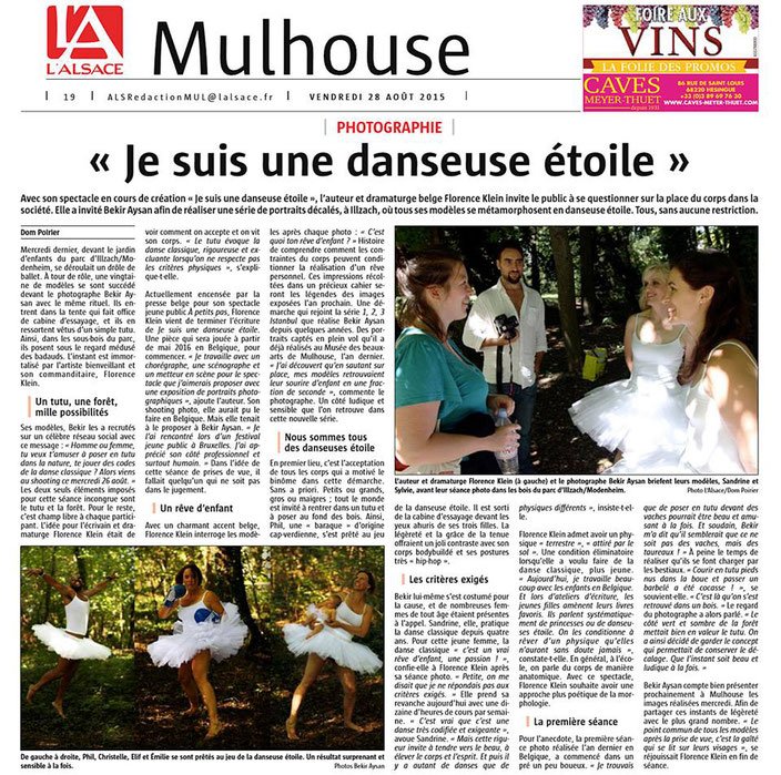 Articel de Presse  - Je suis une danseuse étoile de Florence A.L.Klein - Exposition de photographies de Bekir Aysan  Infusion asbl - 