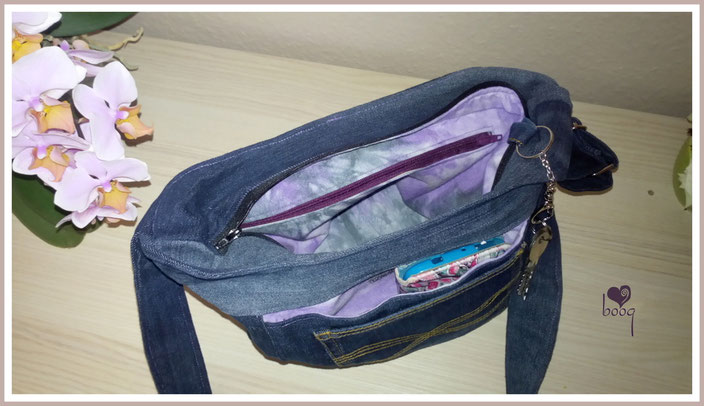 boog varrás denim bag