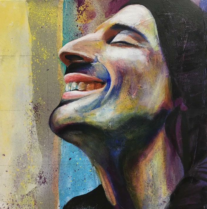 Tewfik-30*30-2017-Acrylique, Collages, Aérosol- Prix sur demande