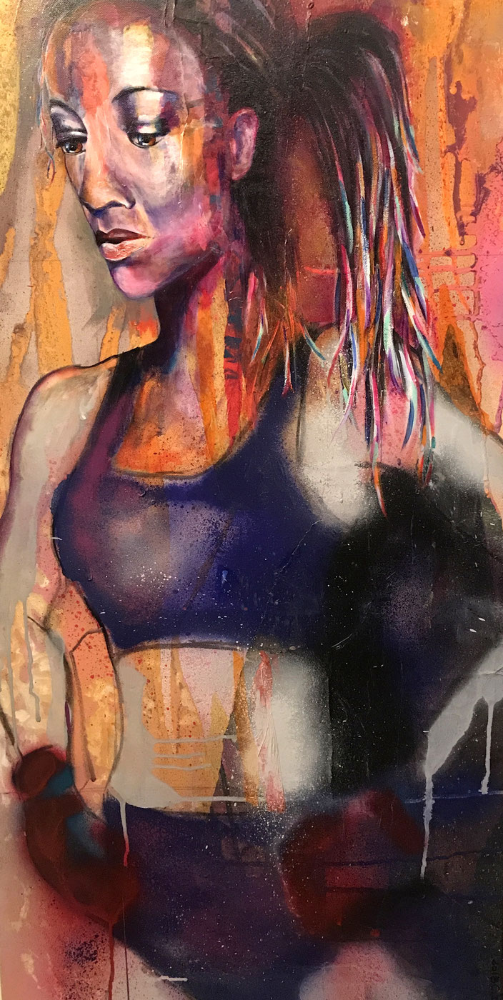 Série Louisy Joseph n°5-2018-50*100cm-Acrylique ,Collages, Aérosol- Prix sur demande
