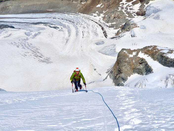 Piz Palü Bumillerpfeiler, Bumiller, Palü Nordwand, mittlerer Nordwand Pfeiler Piz Palü, Diavolezza, Bergsteigen, Graubünden, Pontresina, Engadin