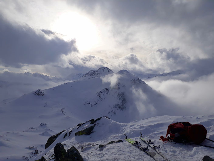 Skitour, Engadin, Julierpass, Bivio, La Veduta, Piz Campagnung, Crappa da Tocf, Val d'Agnel, Felsentor, Piz Alv