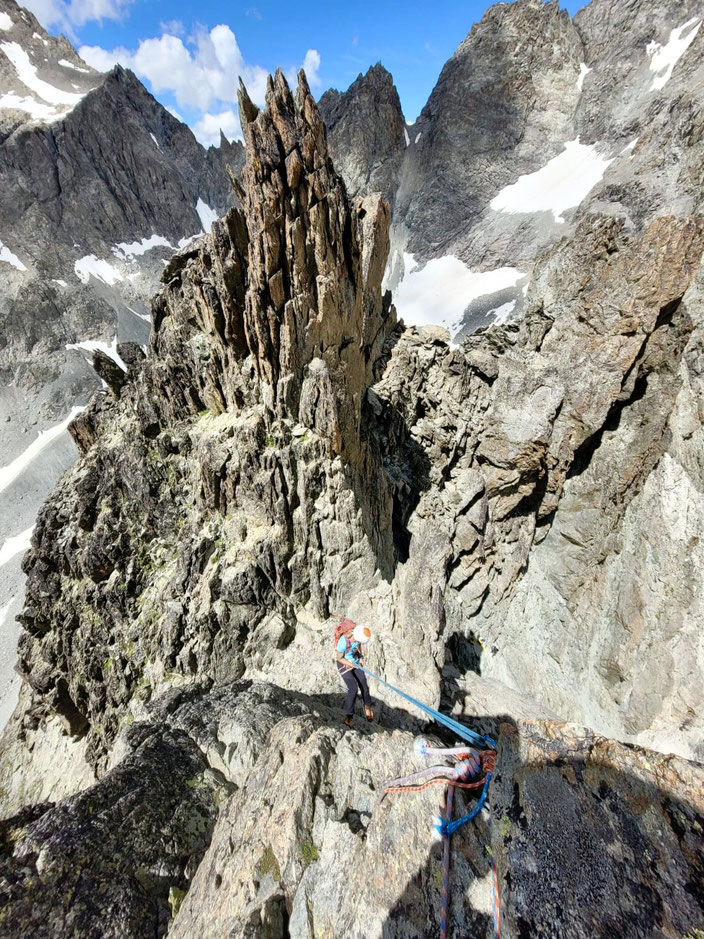  Granit klettern, Bergtour, Pointe des Cinéastes, Südgrat, Refuge du Glacier Blanc, Frankreich, Überschreitung, traverse, Gratklettern, Gratkletterei, Dauphiné, écrins, 