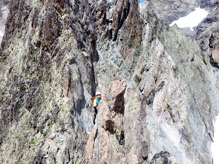  Granit klettern, Bergtour, Pointe des Cinéastes, Südgrat, Refuge du Glacier Blanc, Frankreich, Überschreitung, traverse, Gratklettern, Gratkletterei, Dauphiné, écrins, 