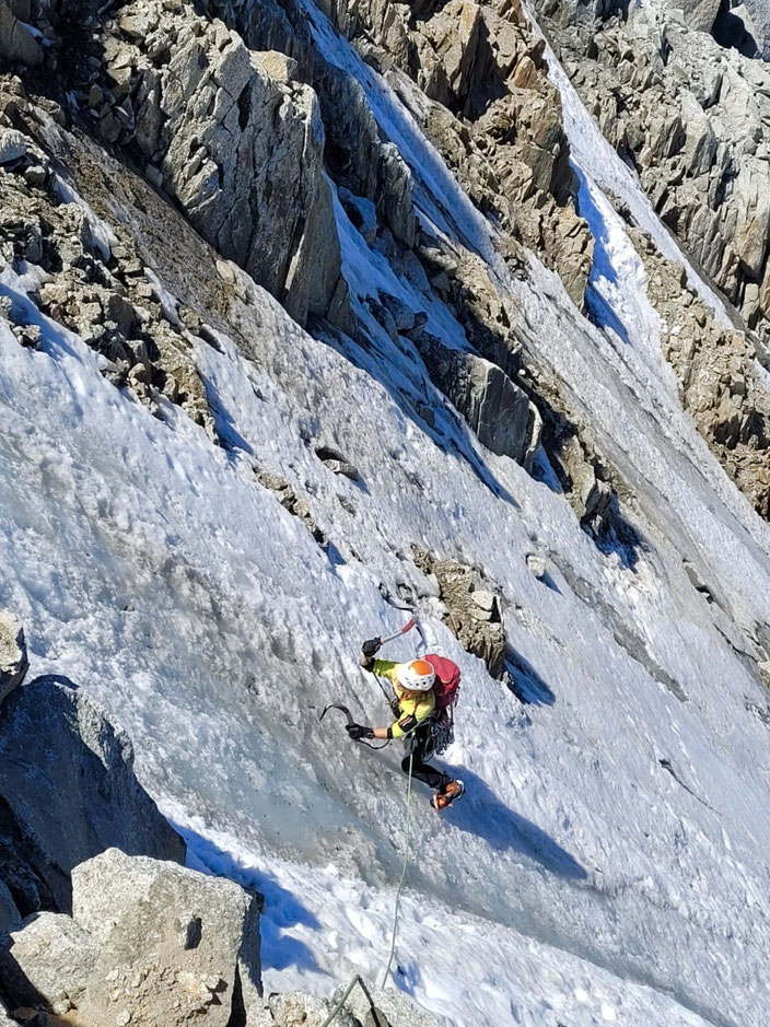 Frendopfeiler, Frendo spur, Chamonix, Aiguille du Midi, Nordwand, North face, Plan d l'aiguilles, Lac Bleu