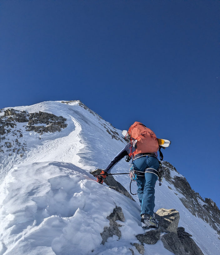 Mont Dolent, Arete du Gallet, Galletgrat, Ostgrat, La Fouly, Skimo, Skibersteigen, Skihochtour, Nordwand, Bivouac du Dolent