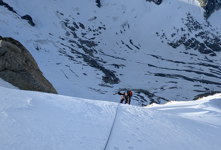 Hochtouren, Mont Blanc, Chamonix, Les Droites, Normalweg, Ostpfeiler, Couvercle, Mer de Glace Montenvers, Südwestcouloir