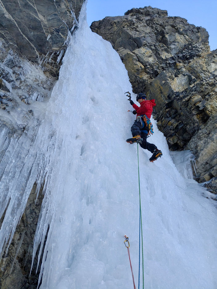 Eisklettern, Graubünden, Sertig, Schweiz