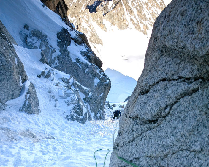 Chamonix, le Tour, Aiguille du Chardonnet, Goulotte Escarra, Escarra Gully, Nordwand, North face, REFUGE ALBERT 1ER