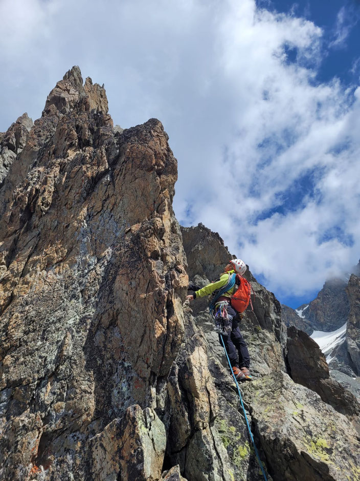  Granit klettern, Bergtour, Pointe des Cinéastes, Südgrat, Refuge du Glacier Blanc, Frankreich, Überschreitung, traverse, Gratklettern, Gratkletterei, Dauphiné, écrins, 
