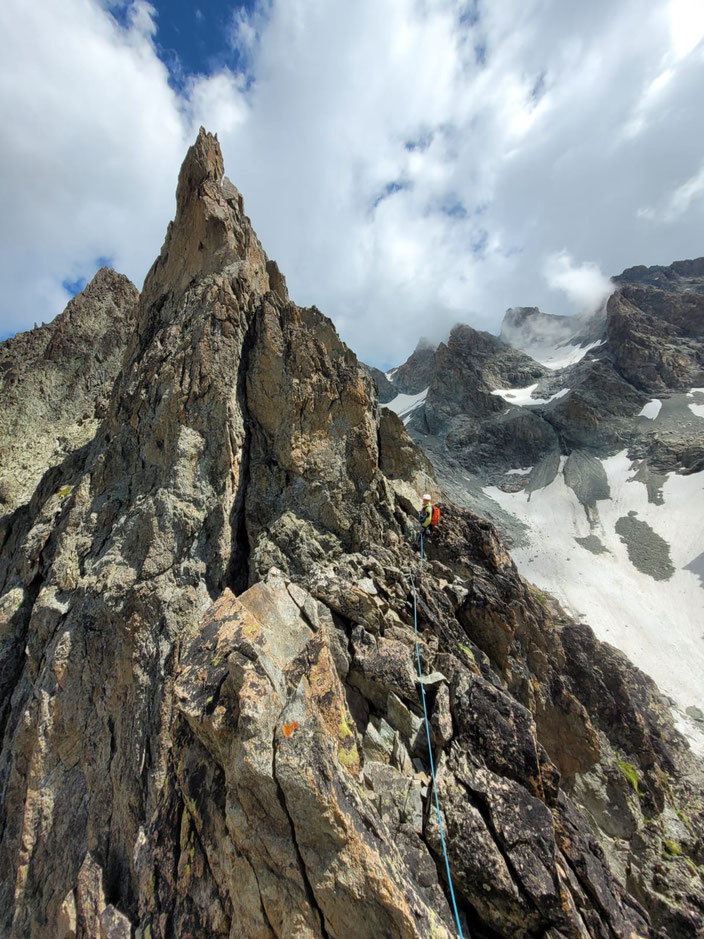  Granit klettern, Bergtour, Pointe des Cinéastes, Südgrat, Refuge du Glacier Blanc, Frankreich, Überschreitung, traverse, Gratklettern, Gratkletterei, Dauphiné, écrins, 