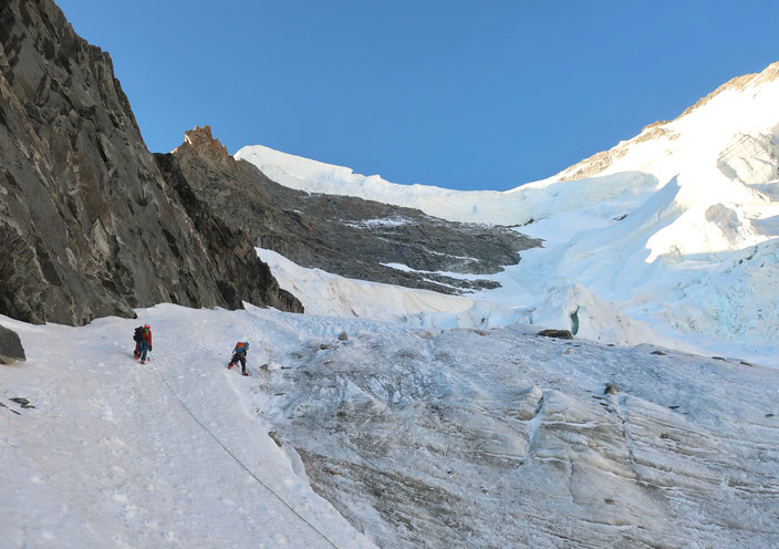 Piz Palü Bumillerpfeiler, Bumiller, Palü Nordwand, mittlerer Nordwand Pfeiler Piz Palü, Diavolezza, Bergsteigen, Graubünden, Pontresina, Engadin