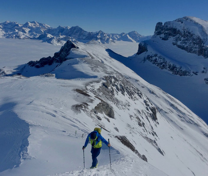 Skitour, Uri Rotstock, Schweiz, Uri, Isenthal, St. Jakob, Uri Rotstock, Brunnistock, Ruchstock, Lauberz, Gitschenhörelihütte, Altdorf, Bösenboden, Vorgipfel, Südostgrat