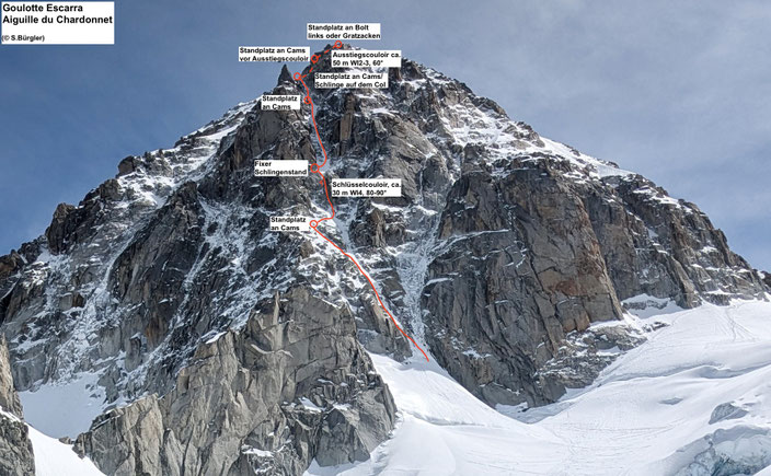 Chamonix, le Tour, Aiguille du Chardonnet, Goulotte Escarra, Escarra Gully, Nordwand, North face, REFUGE ALBERT 1ER