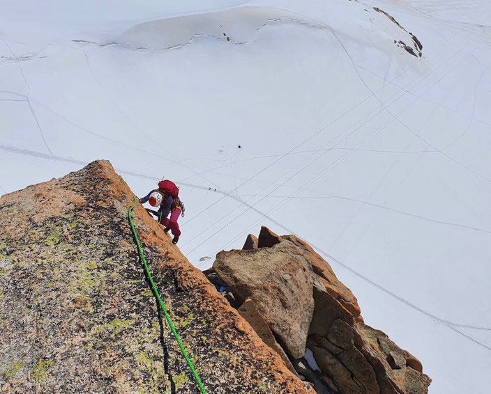 klettern, Mehrseillängen, Chamonix, Mont Blanc, Trad, Granit, Aiguille du Midi, Rébuffat, Bacquet-Rébuffat