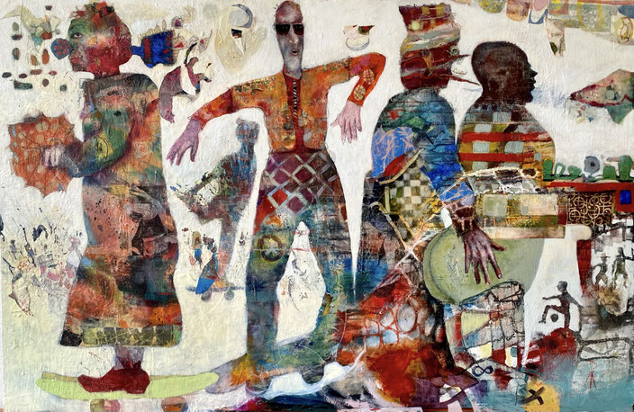 o.T.      2023       200x130          Collage - Öl und Kaltwachs