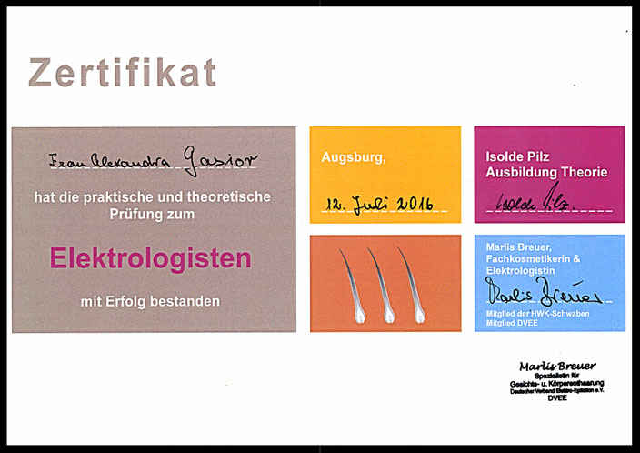 Electrologist Certificate