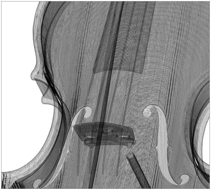 3D CT scanner of a violin, cello, tomography