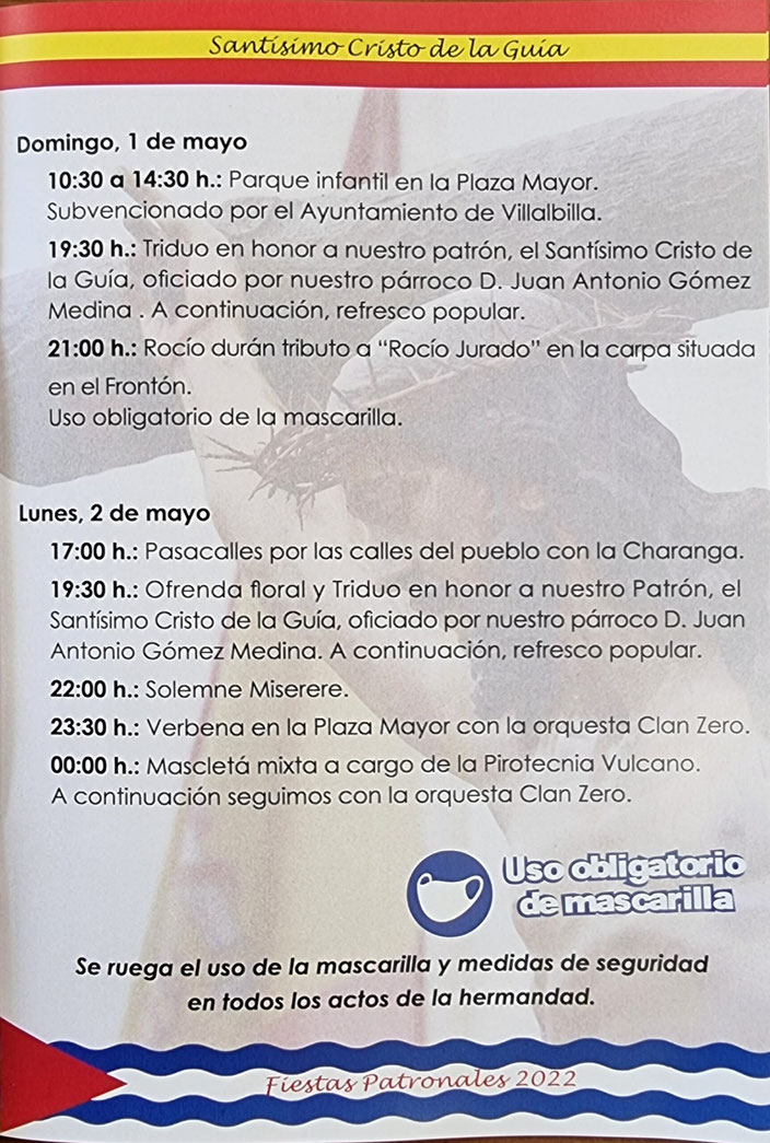 Programa de las Fiestas del Cristo de la Guia en Villalbilla