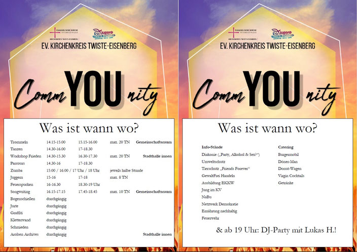 Grafik mit den Überblickszeiten der Workshops und Aktivitäten.
