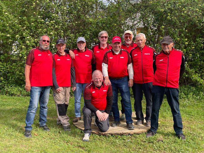 Hintere Reihe (vlnr): Klaus, Frank, Günter, Karlheinz, Pitt. Vordere Reihe: Thore, Kalle, Jürgen, Helmut. Es fehlen Ingeborg und Bernd.