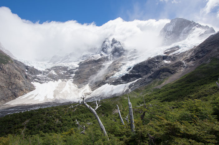 Erster Aussichtspunkt auf den Glacier Francés