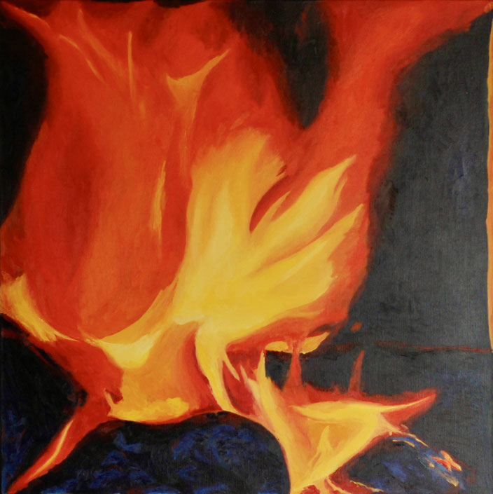 Feuer, Öl auf Leinwand