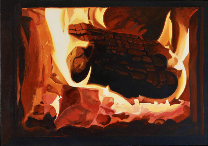 Feuer, Öl auf Leinwand