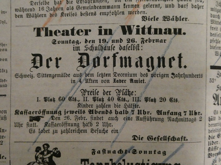 Das Zeitungsinserat aus dem Jahr 1882 (Foto: Helmut Steffen)