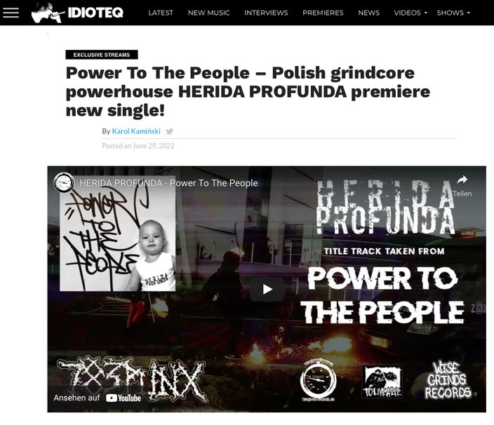 Idioteq.com streams Herida Profunda's "Power to the People"