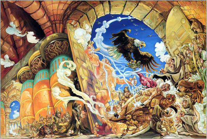 Art original de Josh Kirby per a "Déus menuts" (1992)