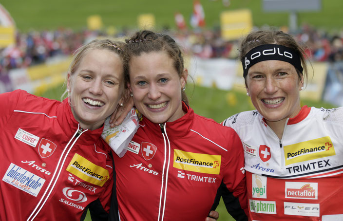 2012 OL WM Schweiz - erster Weltmeistertitel in der Staffel mit Ines Brodmann und Simone Niggli in Lausanne.