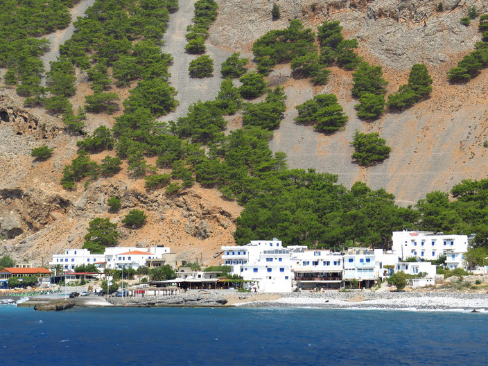 Agia Roumeli - Eingang zur Samaria Schlucht vom Meer aus.