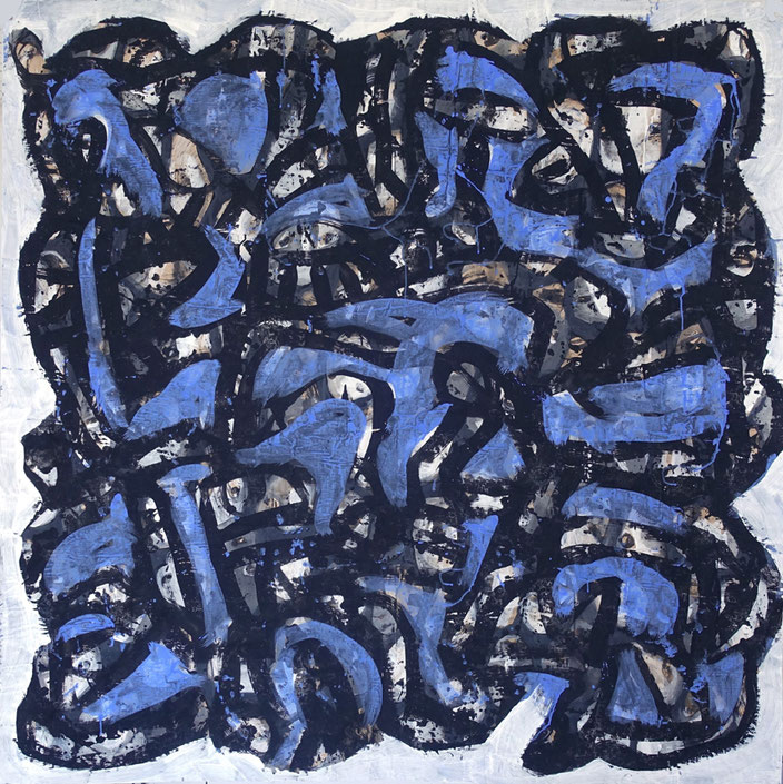 "19-010" - Acrylique/krafts encollés, 150 x 150 cm, 2019