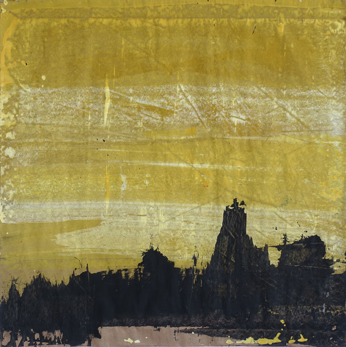 "22-002" - Acrylique sur krafts encollés, 90 x 90 cm, 2022