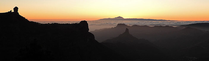 Abendstimmung, Gran Canaria, Roque Nublo, Roque Bentayga, Teide