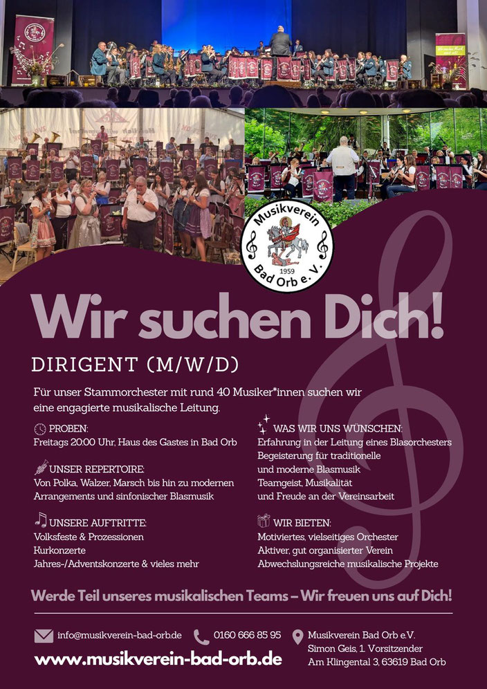 Dirigent, Orchesterleiter, Musikverein, Bad Orb, musikalische Leistung, Bewerbung, Orchester