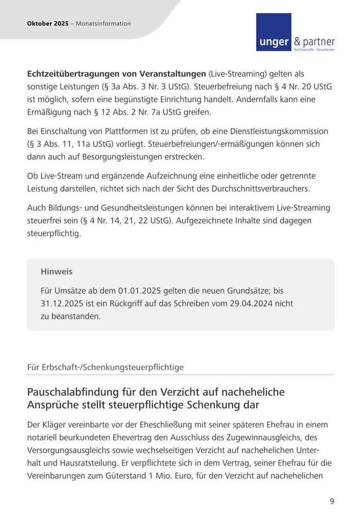 Mandanteninformationen Oktober 2025 - Seite 9