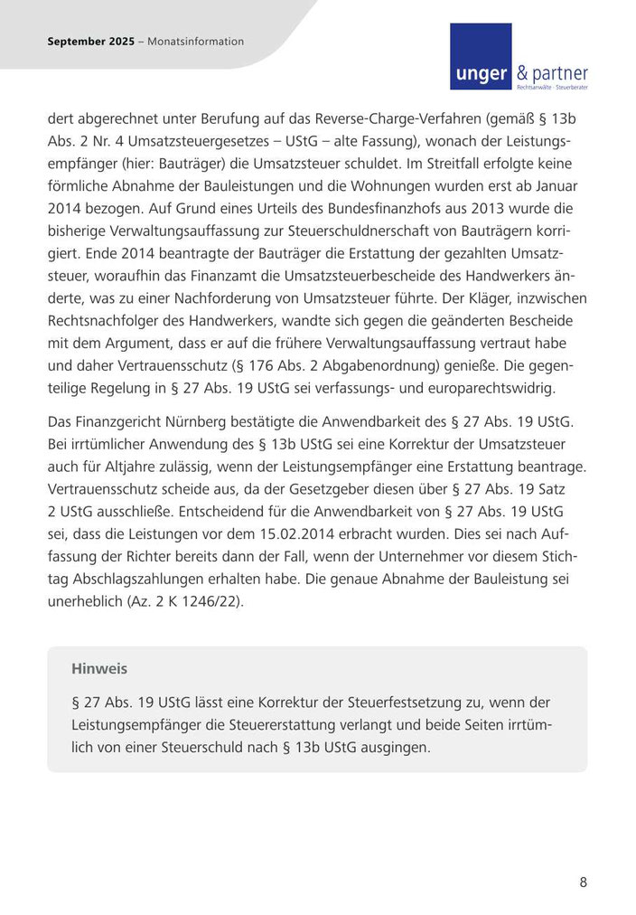 Mandanteninformationen September 2025 - Seite 8