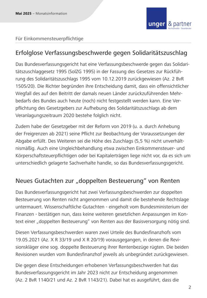 Mandanteninformationen Mai 2025 - Seite 2