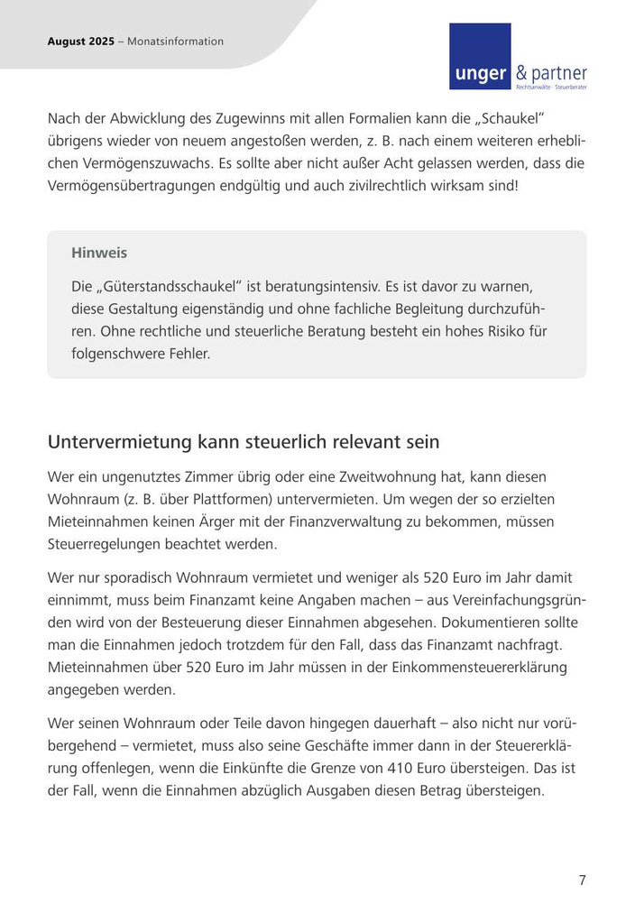 Mandanteninformationen August 2025 - Seite 7