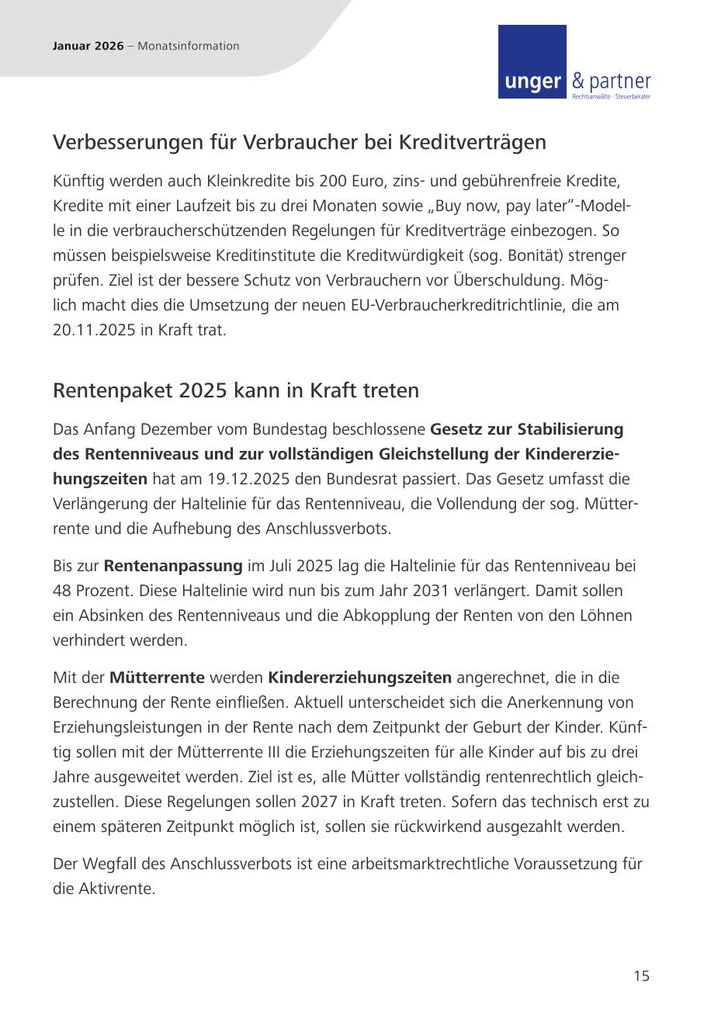 Mandanteninformationen Januar 2026 - Seite 15