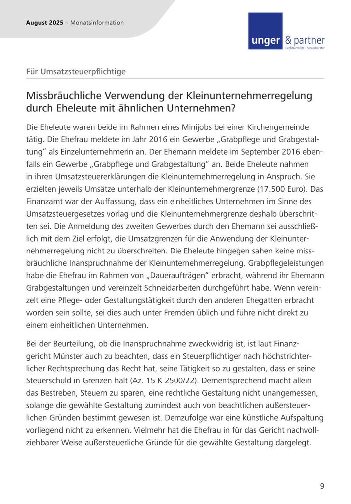 Mandanteninformationen August 2025 - Seite 9